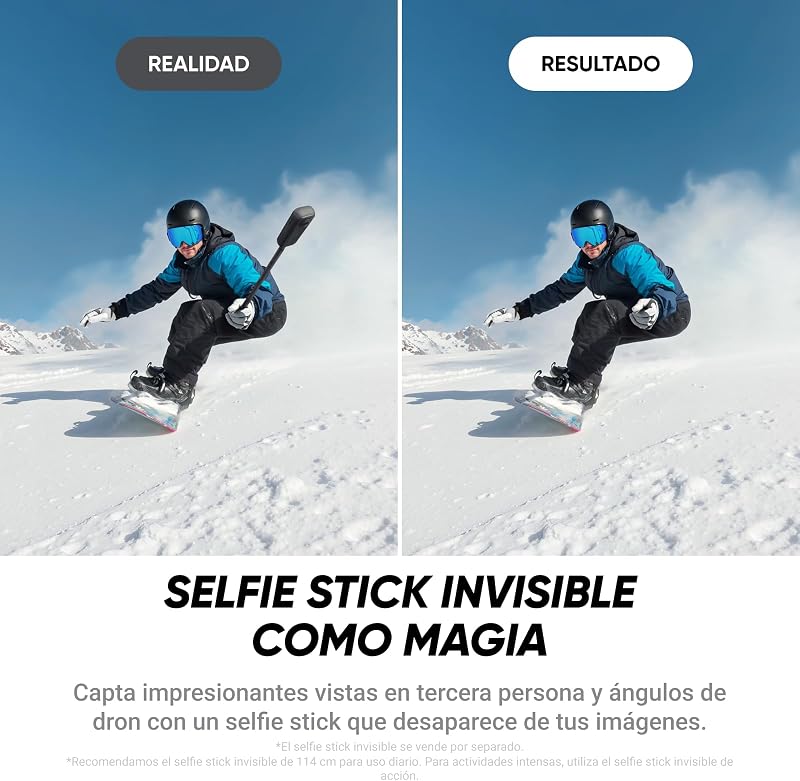 X4 Air Black Graphite, Cámara con resolución 8K y 360°, bastón de Selfie Invisible, con protección antiviento integrada, graba Primer y Segundo Plano, Lentes Intercambiables, Starter Pack