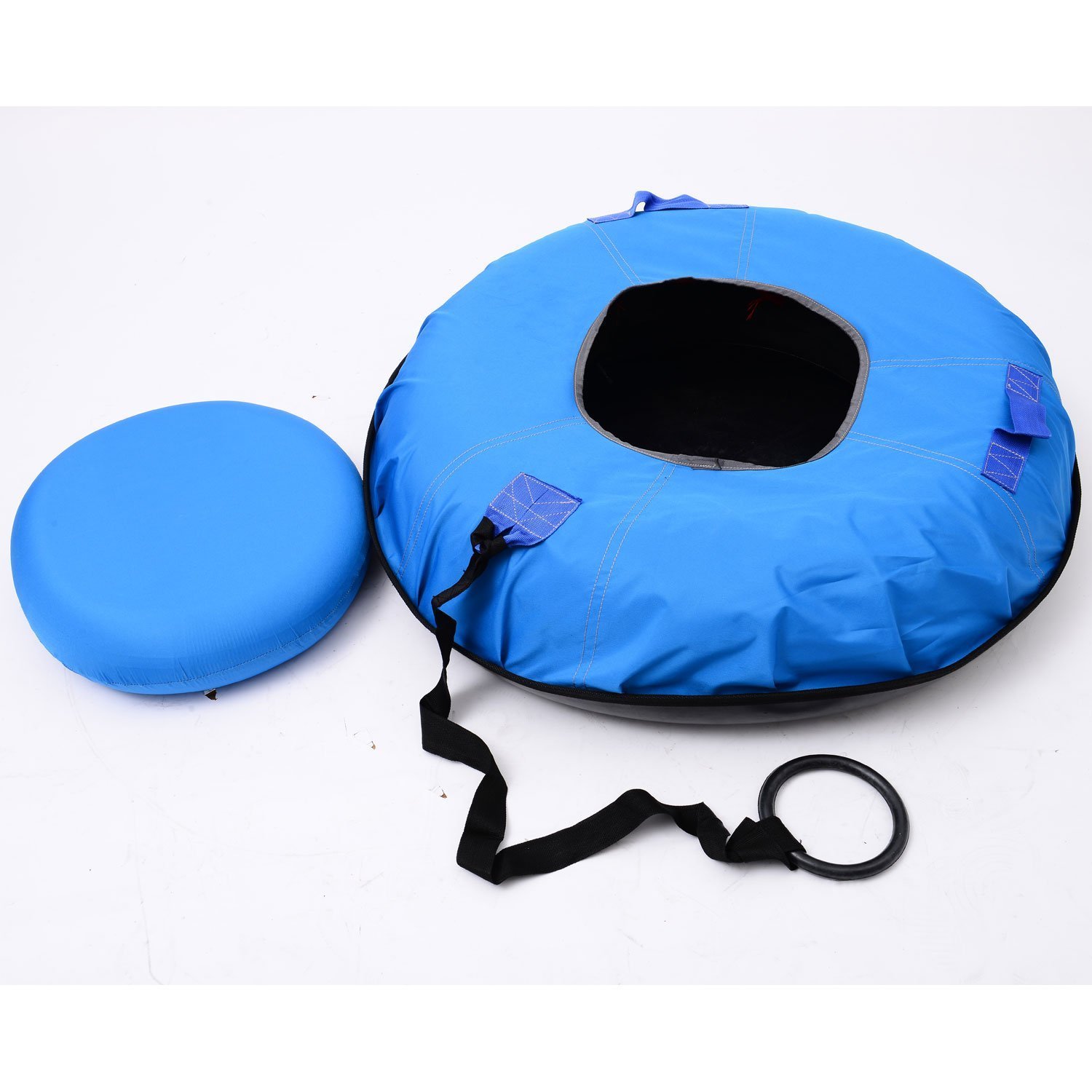 Heavy Duty Inflatable Snow Sled Tube with Inner Dampening Pad and Lanyard Dia 39.4Inch, Snow