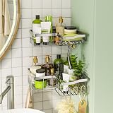 HapiRm Corner Shower Caddy Silver 2 Pack 11 Hooks Stainless Steel view 2