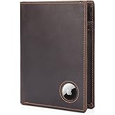 Polare Luxury RFID Blocking Leather Passport Holder Travel Wallet For Men and Women (Dark Brown with AirTag Slot)