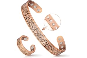 MAHNCO Copper Bracelets for Women & Lymphatic Drainage Ring, Magnetic Lymph Detox Ring and Magnetic Copper Bracelet, 100% Solid Pure Copper Jewelry Gift