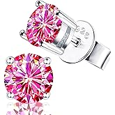 Moissanite Earrings,2ct D Color VVS1 Clarity Solitaire Round Cut Earrings S925 Sterling Silver for Women Men Moissanite Stud Earrings