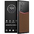 METAVERTU Web 3.0 Calfskin 5G Phone, Unlocked Android Smartphone, Secure Encrypted, Double Systems, 64MP Camera, 144Hz AMOLED Curved Display, Dual SIM, Fast Charge (Enameled, Brown, 12G+512G)