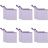 Fassave 12 Pack DIY Craft Cotton Canvas Bag, Multi-Purpose Cosmetic Bag Makeup Pouches with Zipper Travel Toiletry Bag (XS, Purple)