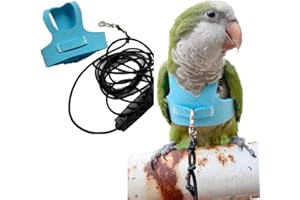 BARN ELEVEN Bird Flight Harness Vest, Parrot Flight Suit with Leash for Parakeets Cockatiels Conures Budgies, Bird Flying Clothes with Rope and Handle for Outdoor Activities Training (M, Blue)