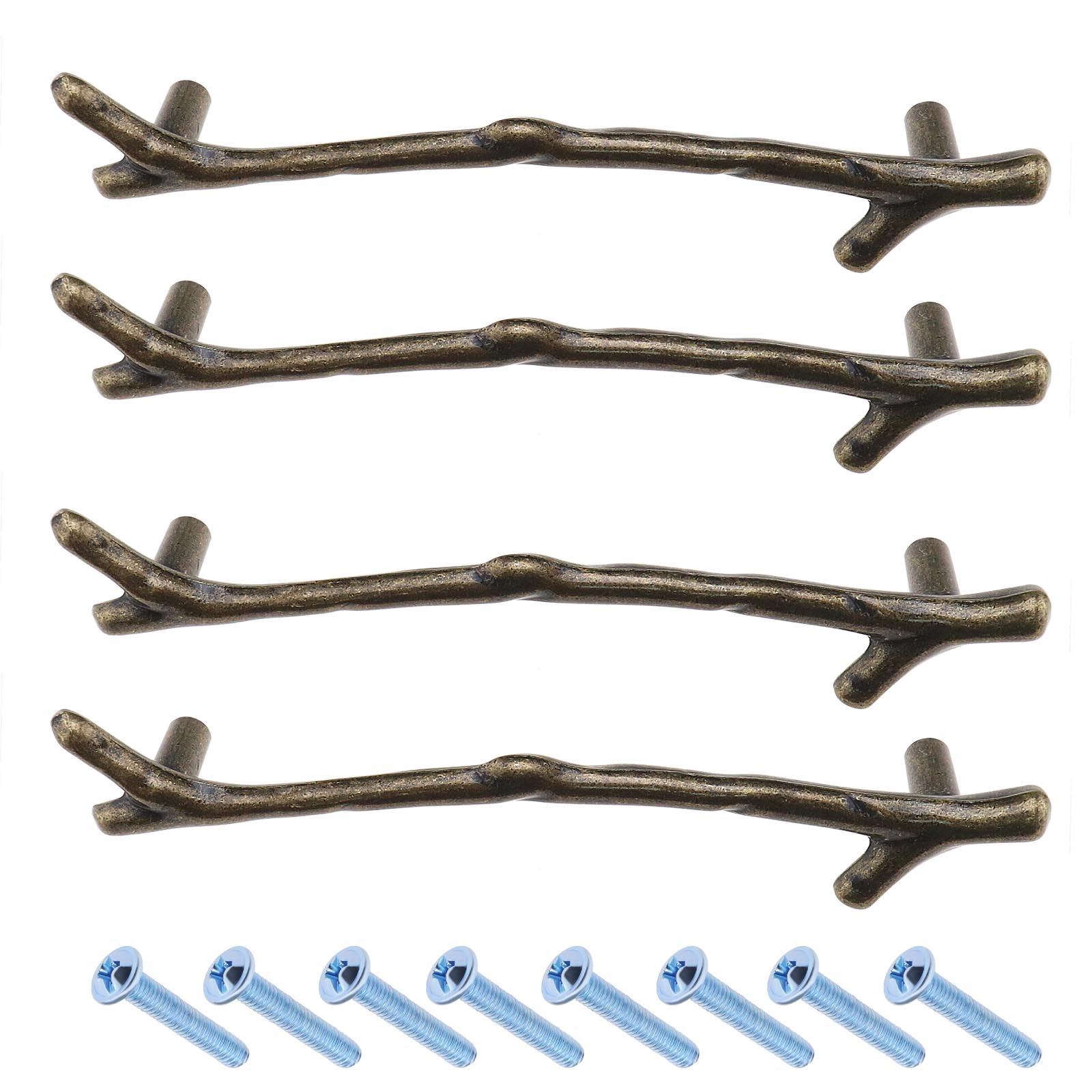 4pcs Branch Shaped Bronze Handles Branch Shaped Drawer Handles Branch Shaped Cabinet Door Handles Branch Shaped Zinc Alloy Handles for Home Furnitures