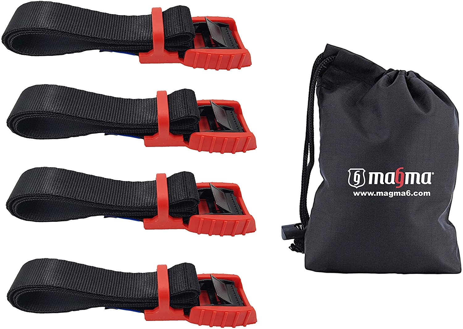MAGMA 4 Cambuckle Straps | Load Strap Bike, Rack, Surf Board, Moto, Car, Kayak and Carriers | Adjustable and Heavy-Duty Belt Cords Strapping Tools Cargo Automotive | Fastening Tie Buckles | Red 50cm