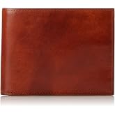 Bosca Men's Leather Wallet - RFID Security Lining - 8 Card Slots - Divided Currency Well - Full Grain Italian Leather with Glossy Finish - Amber Brown