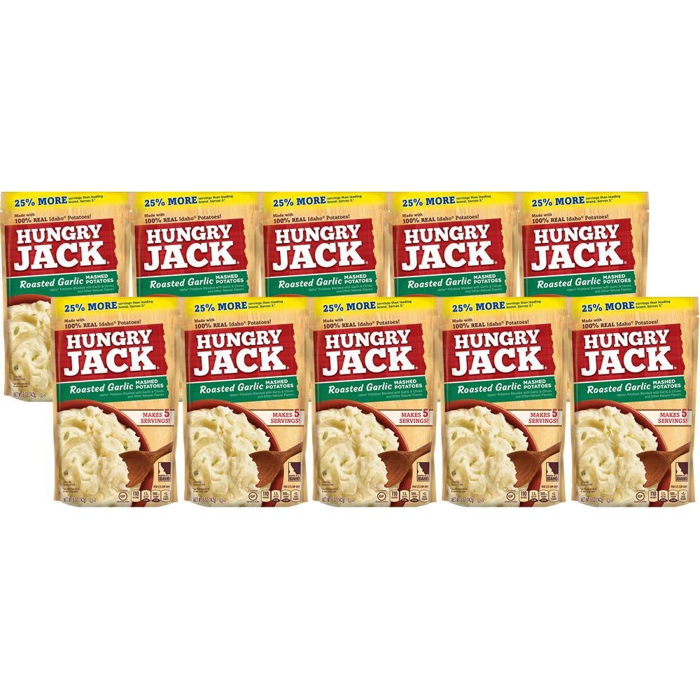 Hungry Jack Roasted Garlic Mashed Potatoes, Roasted Garlic, 10 Count