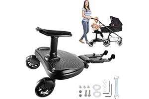 FANCEMOT Universal Stroller Board, 2 in1 Sit Stroller Board - Detachable Seat Stroller Board - Stroller Board Attachment Suitable for Most Strollers, Max Load 55lbs (Black)