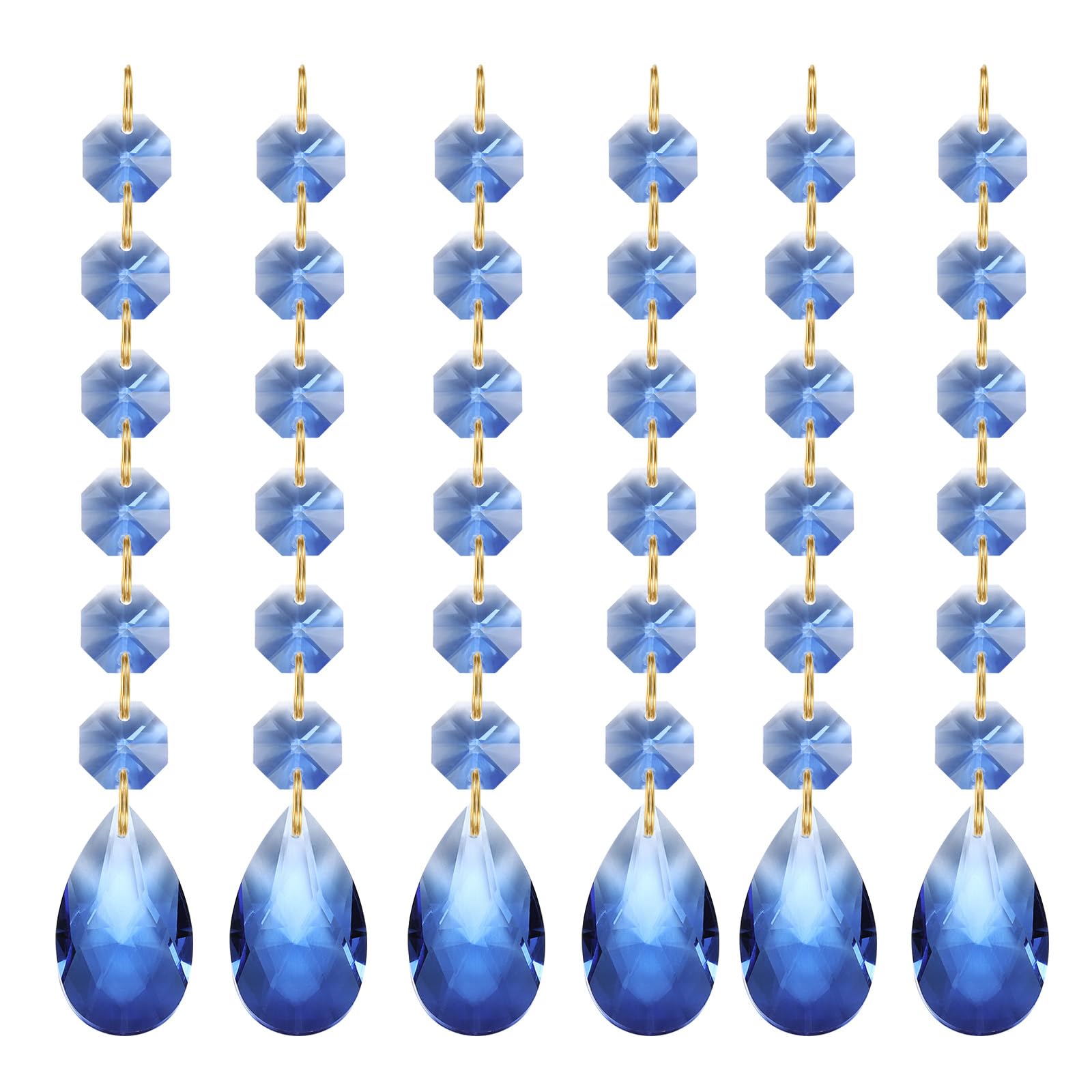 PATIKIL Teardrop Crystal Chandelier Pendants Beads, 6 Pack 160mm Length 38mm Chandelier Prisms Parts Ornaments Hanging Beads for DIY Arts Crafts Decoration, Light Blue
