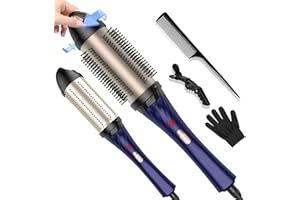 OKWRAP Curling Iron Thermal Brush Ionic Heated Brush Makes Hair Smoother, Dual Voltage Thermal Round Curling for Easy & Fast Blowouts Look
