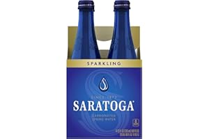Saratoga Sparkling Spring Water, Glass Water Bottle, 12 Oz, Pack of 4