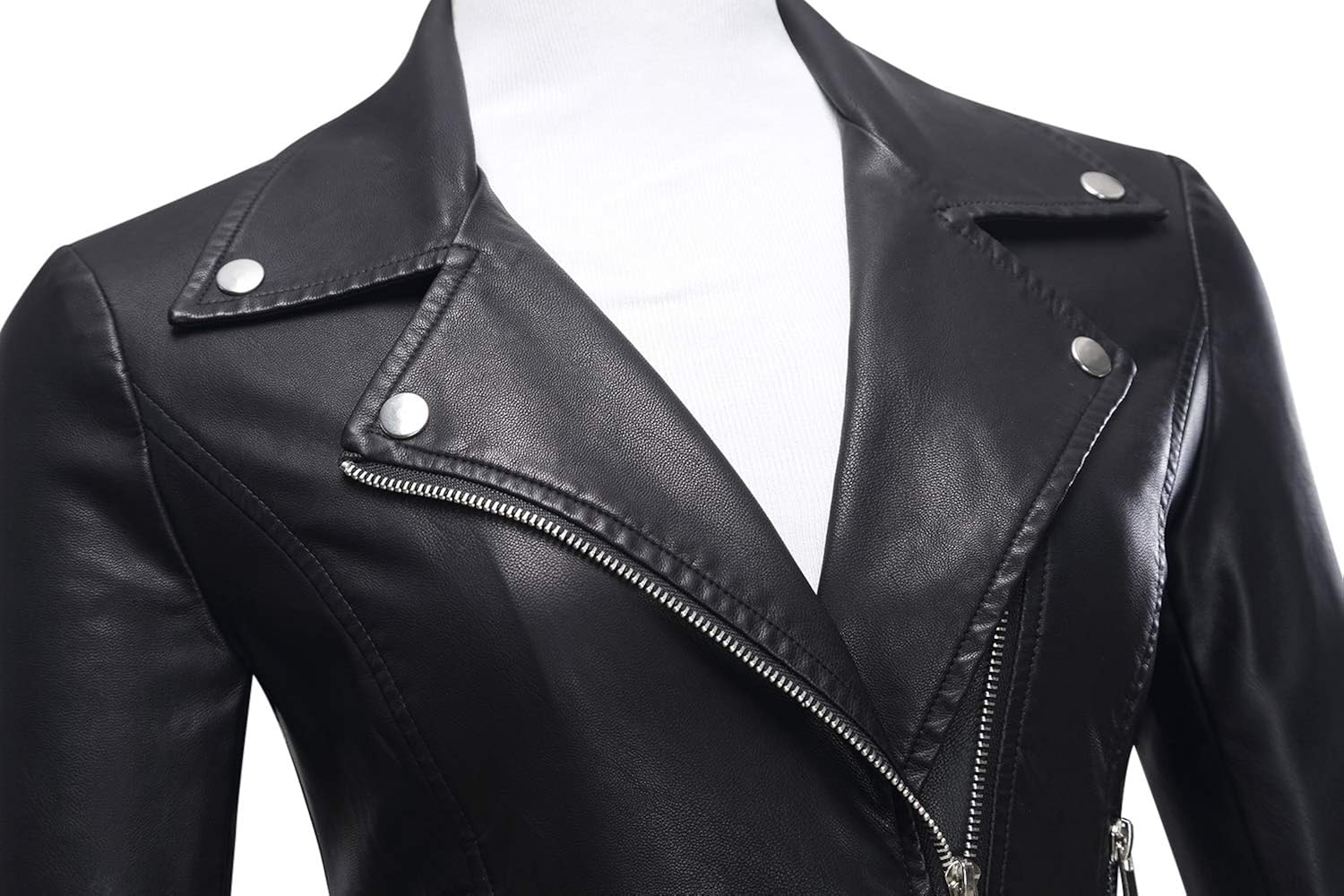 Tanming Women's Faux Leather Moto Biker Short Coat Jacket at  Women's Coats Shop