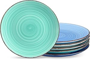 vancasso Bonita Dinner Plate Set, 10.5 Inch Ceramic Plates, Colorful Salad Plates Set of 6, Microwave Oven and Dishwasher Saf