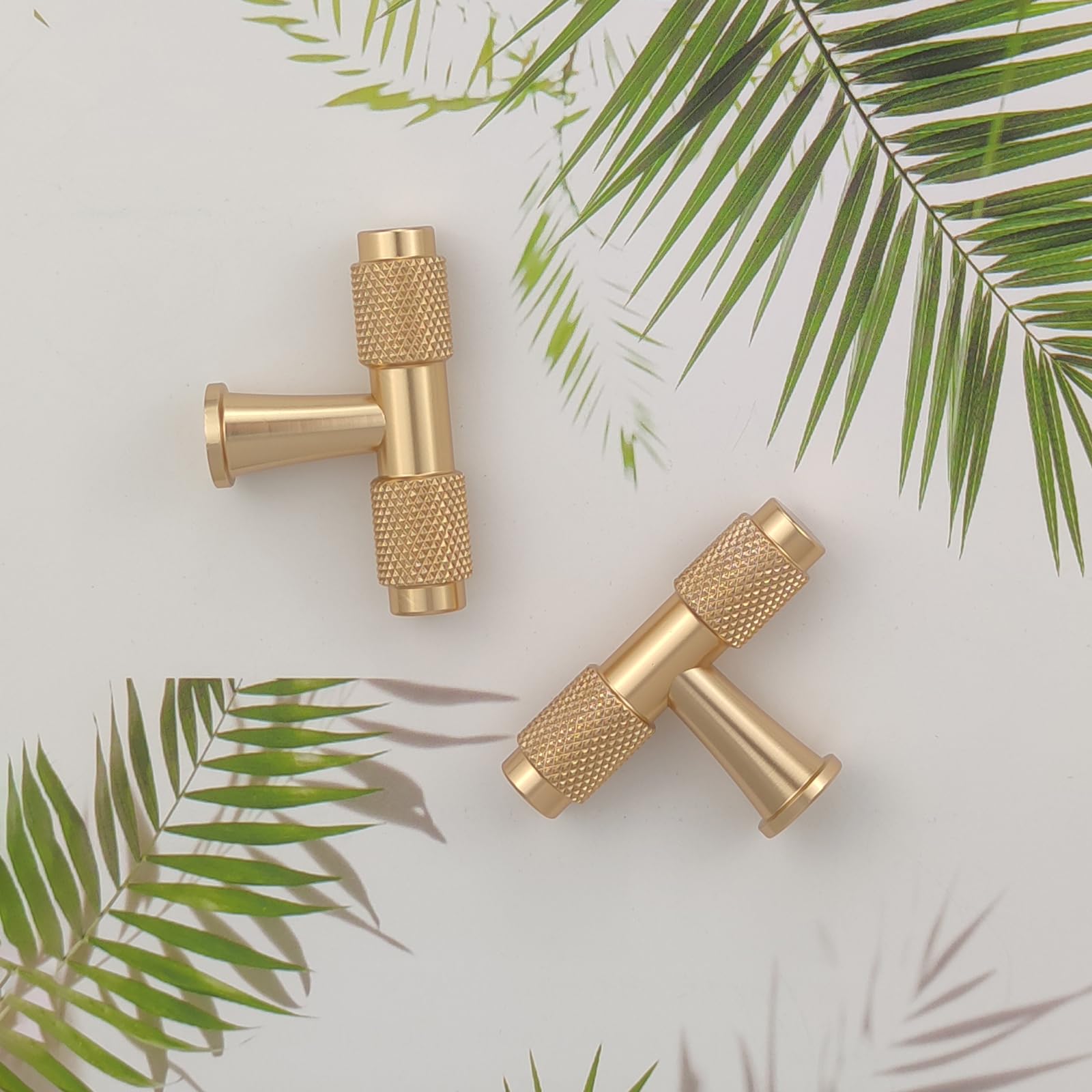 Pexintek 10 Pack Gold Modern Cabinet Handles Solid T Bar Knobs Kitchen Bathroom bedrooms Study Furniture Door Vintage Pulls with Screws for Cupboards Drawer Wardrobe Dresser (Golden) — image 1