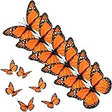 AQUEENLY Monarch Butterfly Decorations, 4.72'' Orange Premium Artificial Monarch Butterfly to Decorate for Craft, Home, Wall,