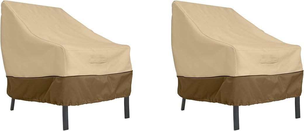 Amazon Com Classic Accessories 70912 2pk Veranda Water Resistant 38 Inch Patio Lounge Chair Cover 2 Pack Pebble Large Lounge Chair 2 Pack Garden Outdoor
