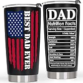 AREOK Fathers Day Gift for Dad from Daughter Son Kids - Best Dad Ever Nutrition Facts Tumbler Birthday Gifts, Fathers Day Coffee Tumbler Cup, 20 OZ