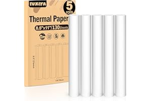 TUXIYA 5 Rolls Thermal Printer Paper 8.5"x11" US Letter Size, BPA free Quick-Dry Thermal Paper,Thermal Printing Paper Rolls Compatible Most Portable Printers(About 130 Sheets)
