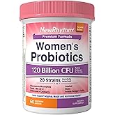 NewRhythm Probiotics for Women, Akkermansia Probiotic, Biotin, Vitamin B6 B12 & Inositol, 120 Billion CFU 20 Strains, Digestive Enzymes, Prebiotics & Vaginal Probiotics for PH Balance, 60 Capsules