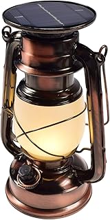 ChiliTec Solar Laterne Campingleuchte Dimmbar 23,5cm Metall Gehäuse im Kupfer Retro Design tauschbarer Akku Warmweiß