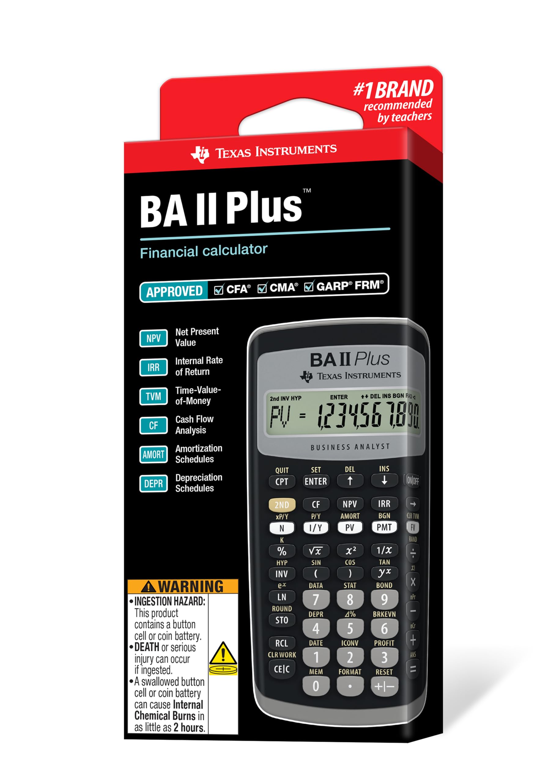 Texas Instruments BA II Plus Financial Calculator, Black Medium