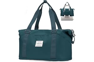 BOXSAM Travel Duffel Bags for Women, Sport Gym Tote Bag with shoes compartment, Weekender Overnight Bags with wet bag, Carry On Bag for Airplanes with Trolley Sleeve, Hospital Bag,DarkBlue