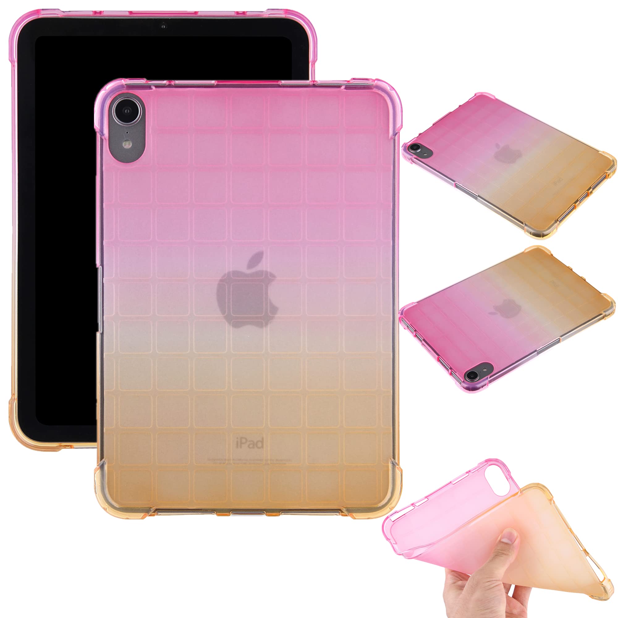 Photo 1 of UUcovers for iPad (A16) 11th Generation 11" 2025 & iPad 10th Generation Case 10.9 inch 2022, Lightweight Thin Translucent Soft TPU Back Shockproof Matte Clear Silicone Gradient Shell, Pink & Yellow