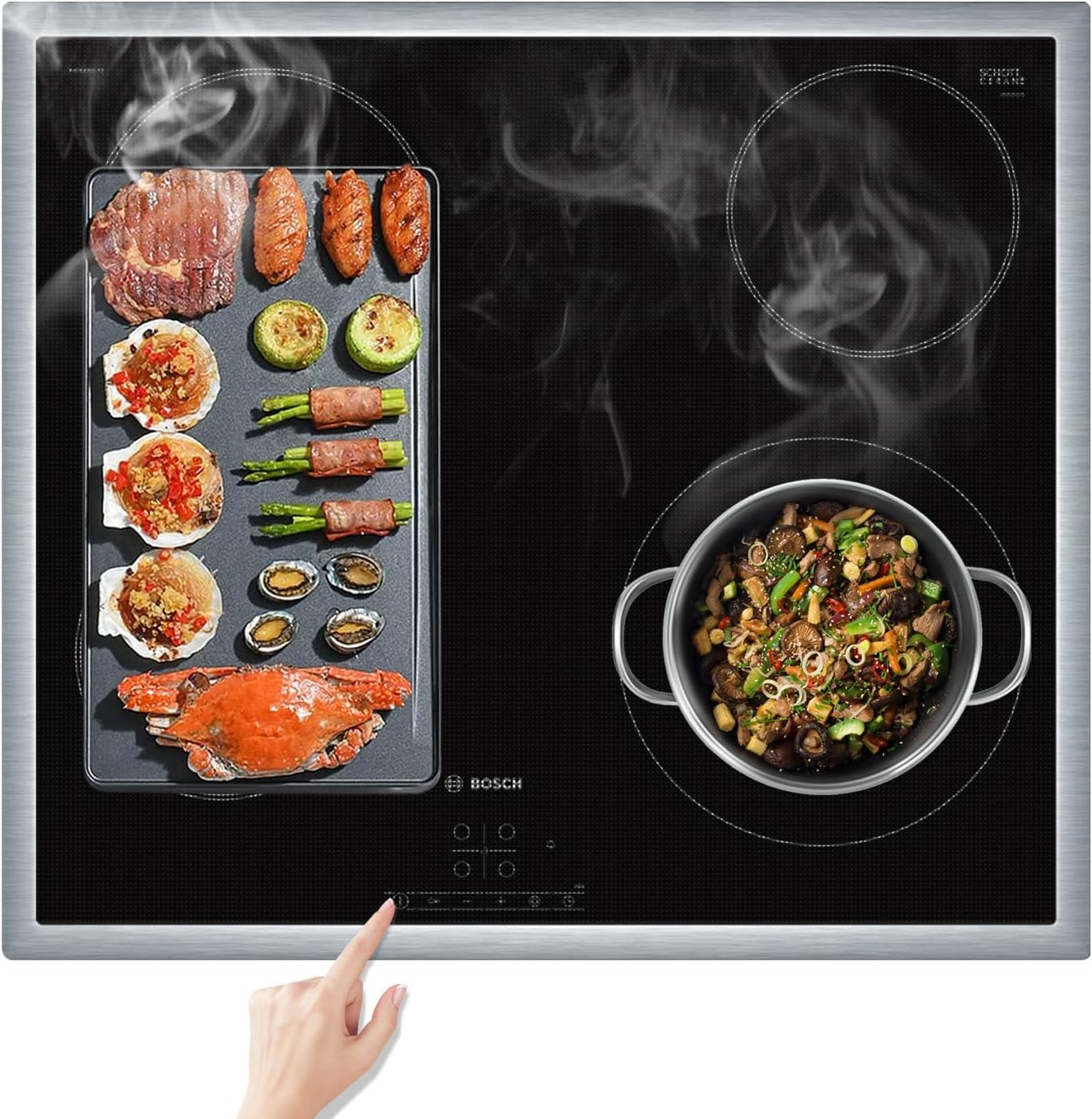 KitchenRaku Large Induction Cooktop Protector Mat, Translucent (Magnetic) Electric Stove Burner Covers Antiscratch as Glass Top Stove Cover or Electric Stove Top (Jet Black, 61x53CM)