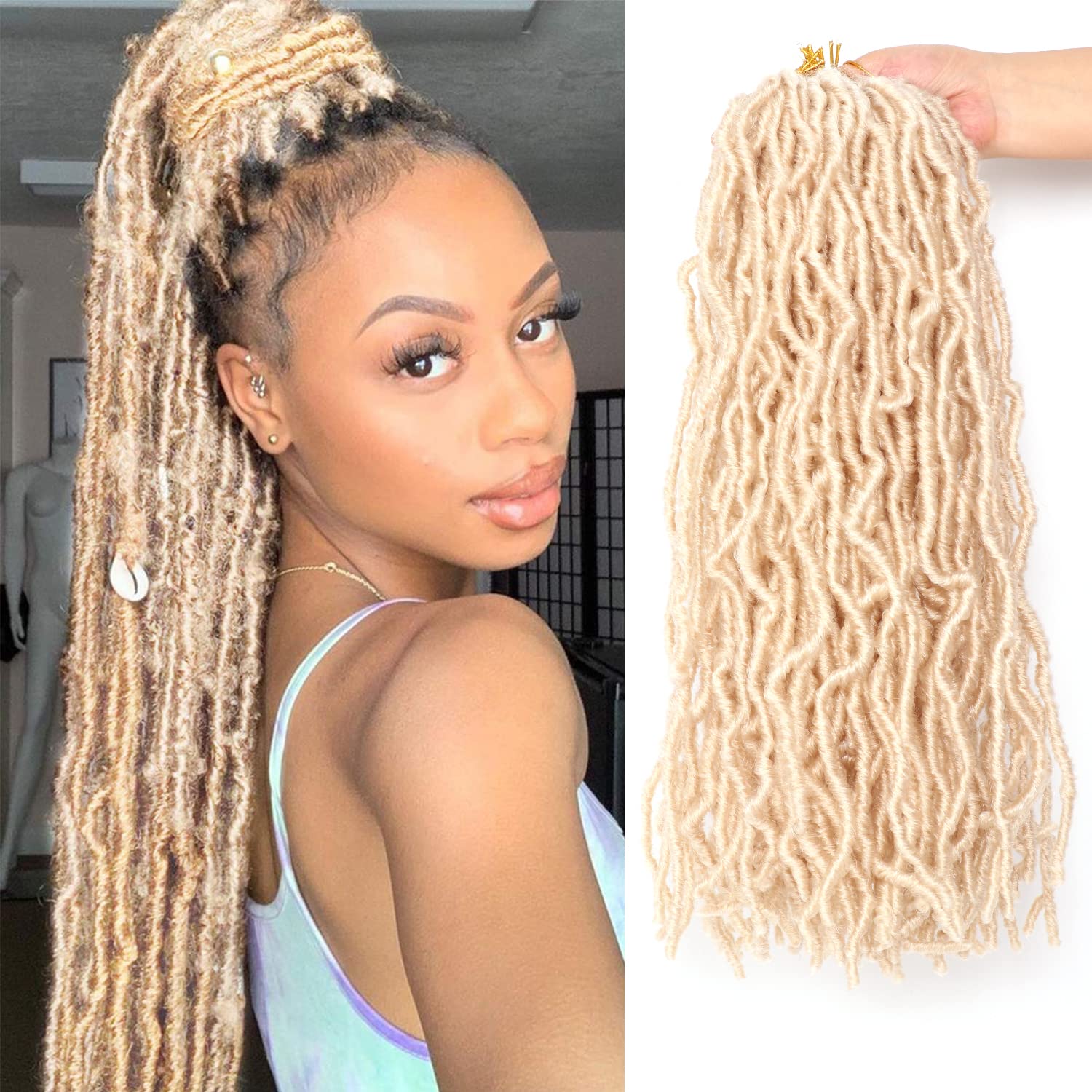 18 Inch Faux Locs Crochet Hair Extensions for Black Women Soft Locs Crochet Braids Hair Extensions Braiding Hair Extension (18Inch (Pack of 7), #613)