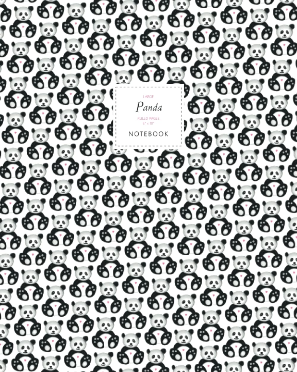 Panda Notebook - Ruled Pages - 8x10 - Premium: (White Edition) Fun notebook 192 ruled/lined pages (8x10 inches / 20.3x25.4 cm / Large Jotter)