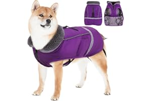 Dora Bridal Dog Coat, Warm Dog Jacket Dog Coats for Medium Dogs Waterproof Windproof Dog Snowsuit Fleece Turtleneck Vest Reflective Dog Cold Weather Coats for French Bulldog, Shiba Inu, Havanese