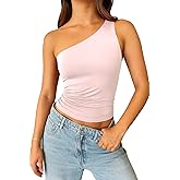 ForeFair One Shoulder Top for Women Going Out Summer Crop Tank Top Ruched
