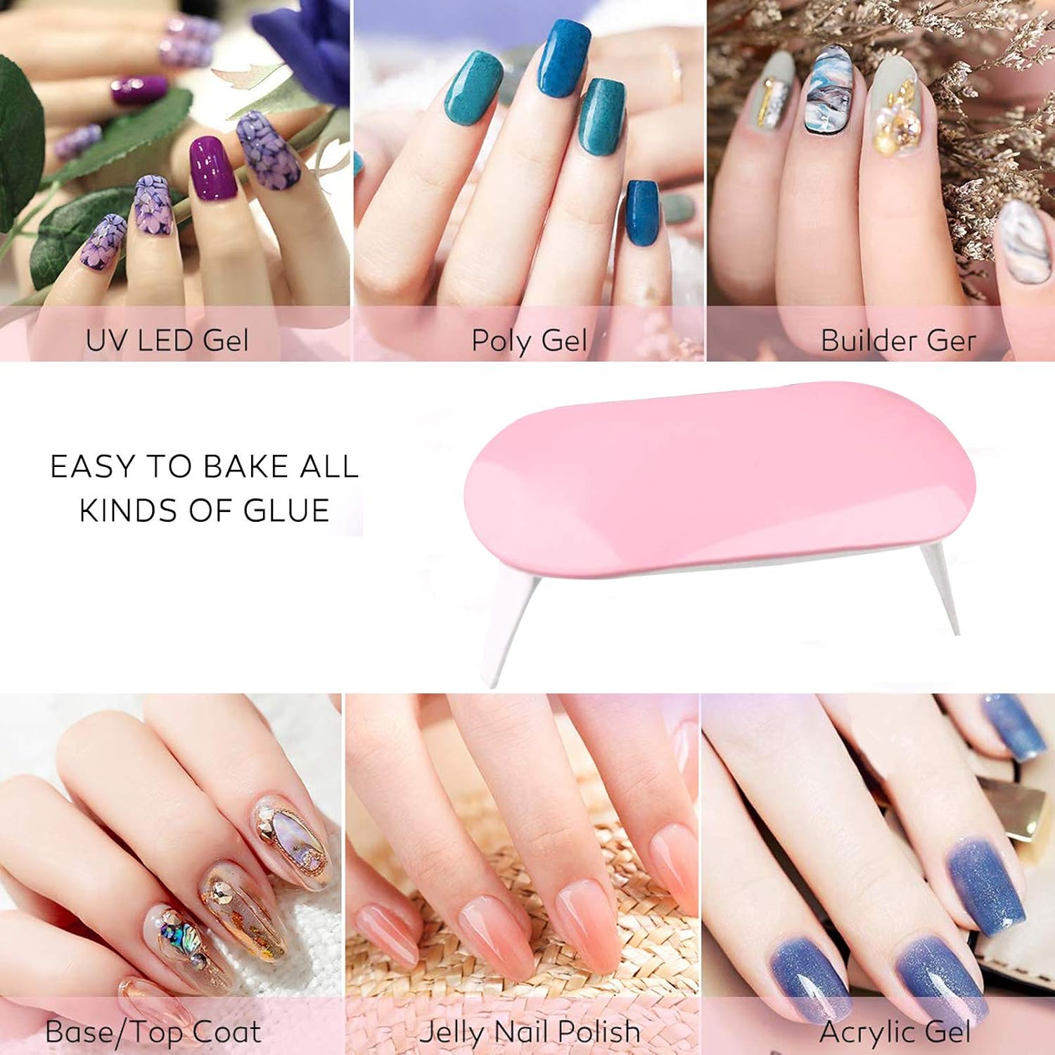 Acrylic Nail Kit Set, Acrylic powder Shiny Glitter Nail Art Decoration Professional DIY Gel Nail Kit Manicure Set with Nail Dryers: Beauty