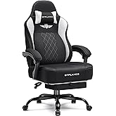 GTPLAYER Big and Tall Gaming Chair Breathable Fabric Computer Chair with Strong Lumbar Support, Comfortable Office Chairs with Pocket Spring Cushion, High Back Ergonomic Desk Chairs with Footrest