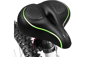 MSDADA Oversized Bike Seat for Men Women Comfort, Wide Bicycle Seat Cushion with Dual Shock Absorption, fit for Stationary, E