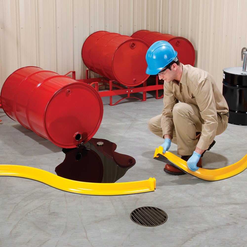 New Pig SpillBlocker Dike, Quick Spill Response, Two 5' L x 3.5" W x 3" H Sections, Temporary/Removable Barrier, Yellow, PLR267-YW: Science Lab Spill Containment Supplies: Home Improvement