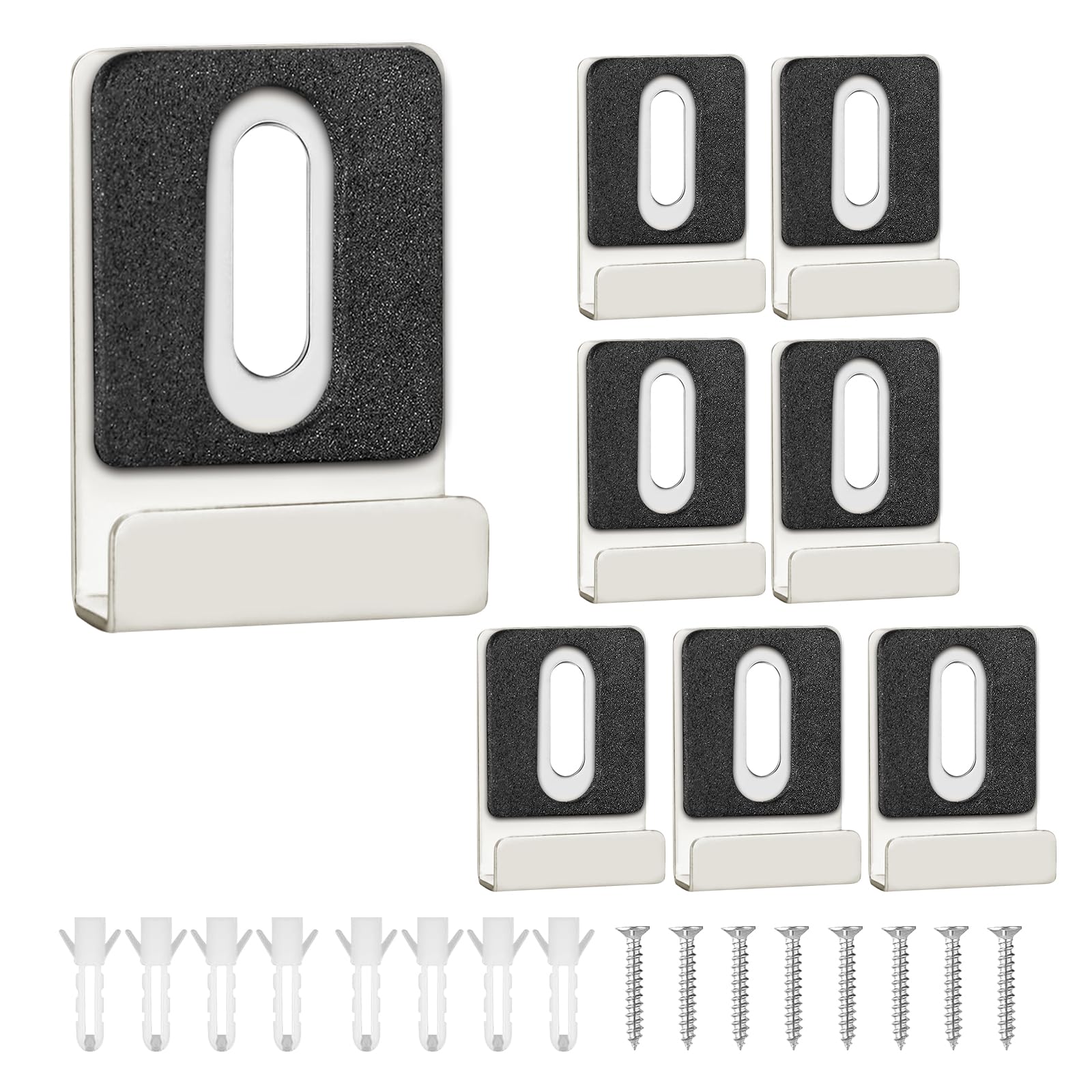 8 Pcs Mirror Fixings, Metal Mirror Clips Heavy Duty Wall Mount for Frameless Mirror & Tile (8 Pcs Silver)