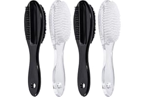 4 PCS Nail Brush for Cleaning Fingernails, Beomeen Long Handle Grip Double Sided Nail Foot Scrub Brush Fingernail Cleaner, Soft Stiff Bristles Pedicure Nail Scrubber Non-Slip for Men and Women