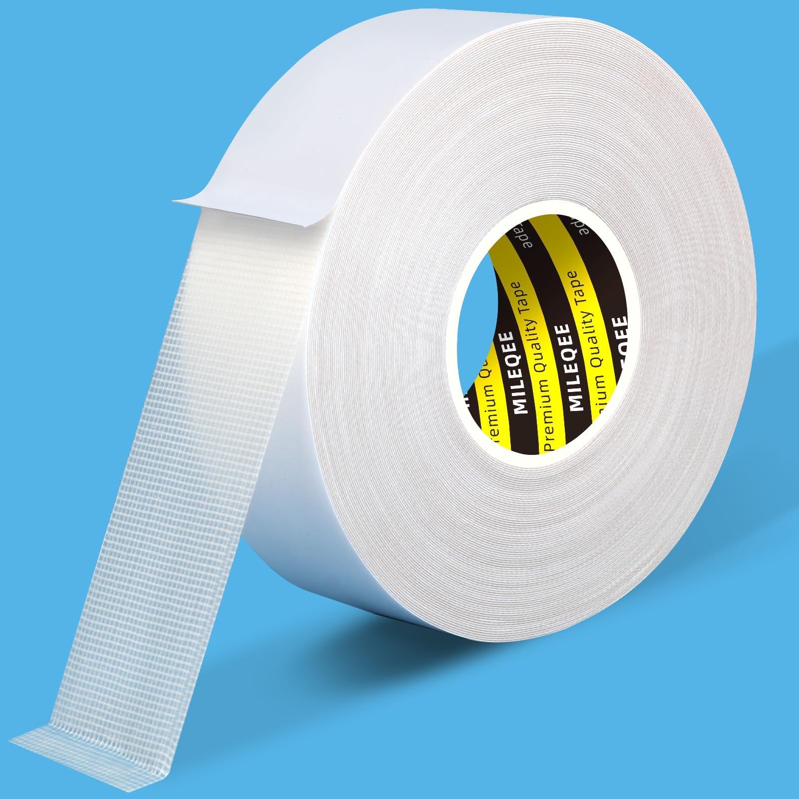 MILEQEE Double Sided Tape Heavy Duty 30mm ×20m Mounting Tape White Universal High Strength Fabric Tape for Carpet Fix, Home Office Wall Decor, DIY Crafts,…