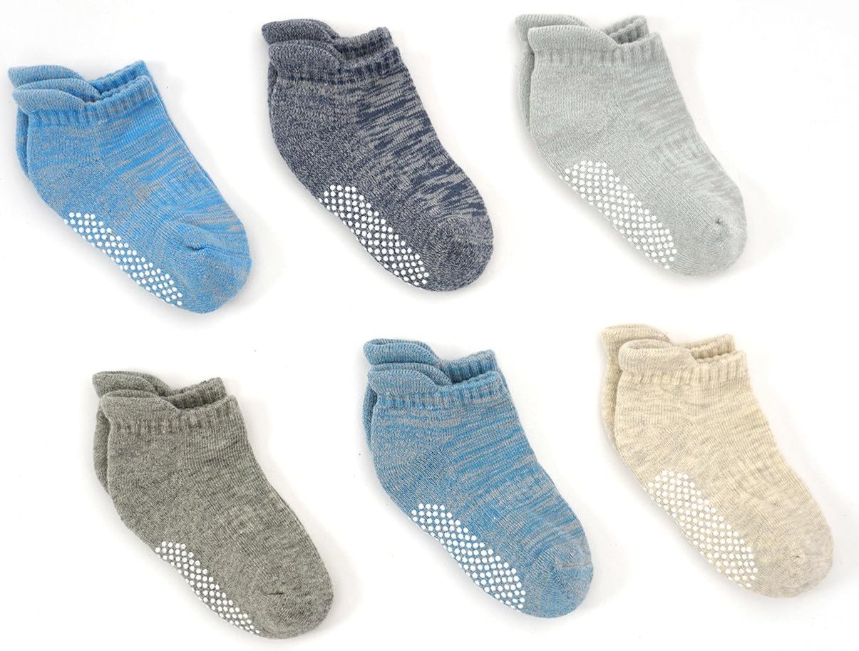 Active Boys/Girls Thick Warm Cushion Soft Cotton Socks, Non/Anti-Slip 1T/2T/3T/4T(6pp)