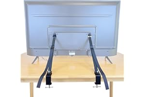 UISKOOPW No Drill TV Safety Straps,Tool-Free Anti-Tip Prevention Strap for Flat Screens,TV Anchor for TV Stands,Television Secure Strap for Baby Proofing, Earthquake Straps (2 C-Clamp)