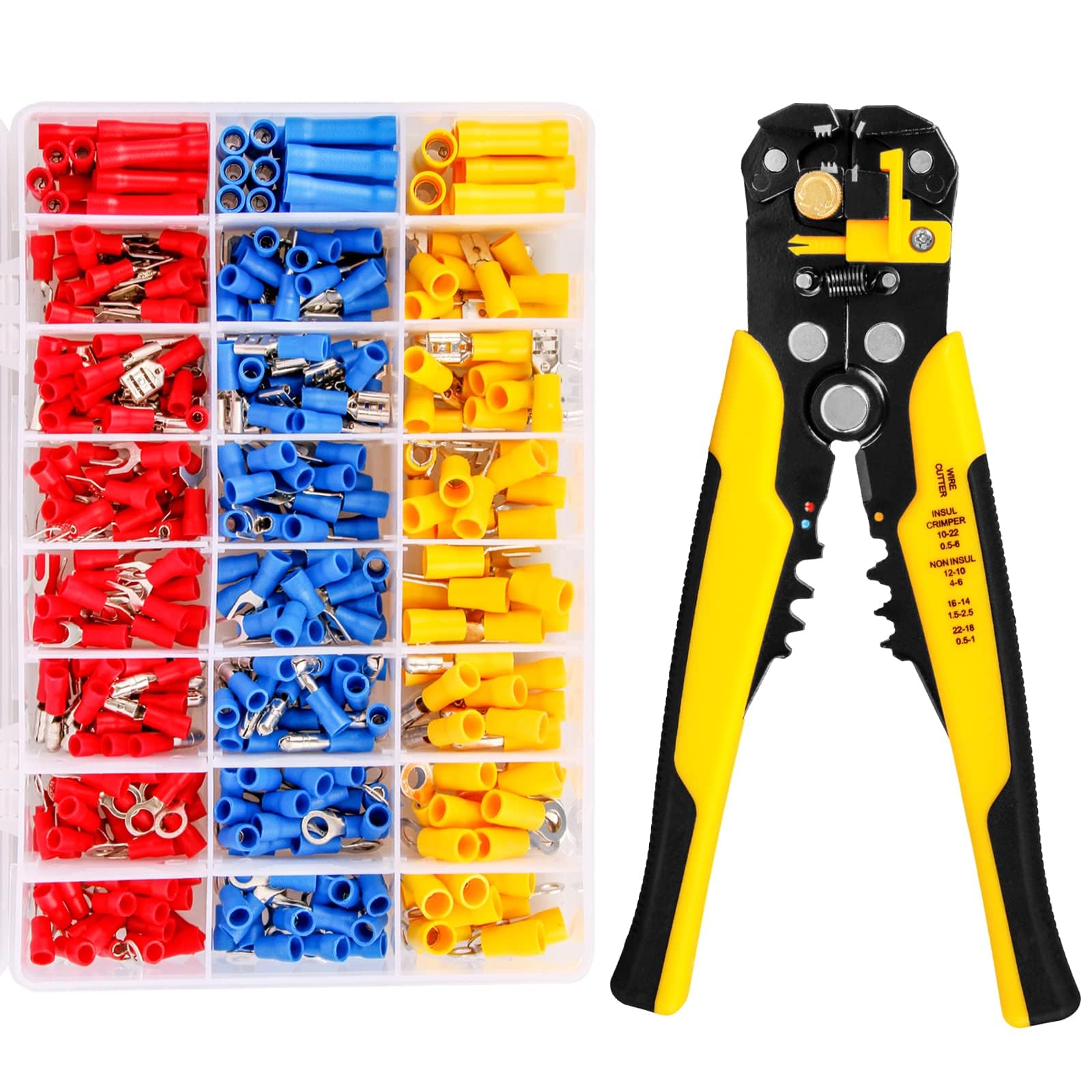 Wire Stripper Crimper Plier Set, CYLBAQ 400pcs Ferrule Crimper Plier Kit with Cold-Pressed Terminal, Tube Terminal, Cable Tie and Pliers, AWG24-10 Wire Terminals Crimping Pliers for Cutting Crimping