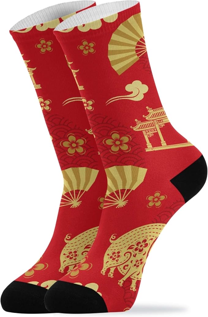 Print Socks Seamless Chinese New Year High Socks Novelty Socks Cute Fun