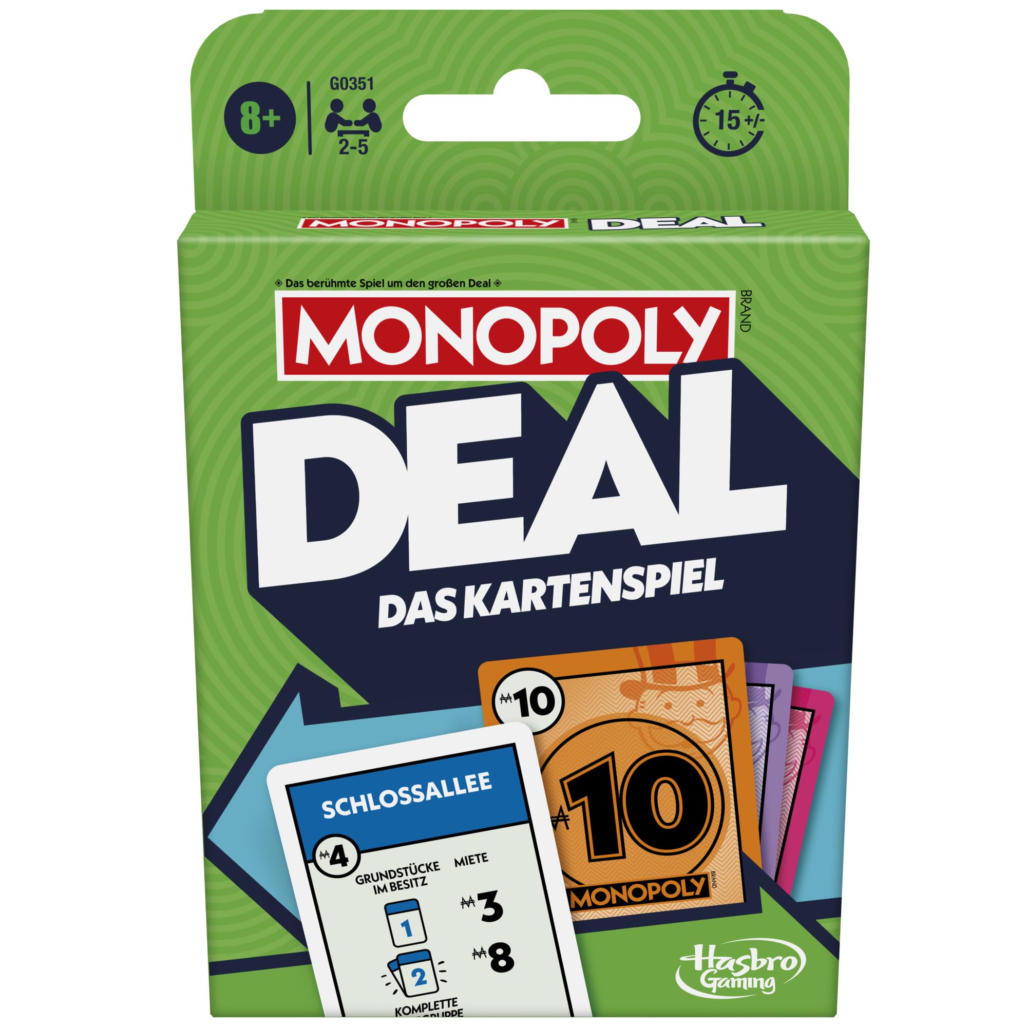 Monopoly Deal Kartenspiel, der Klassiker in der schnellen Version, Strategiespiel für Erwachsene und Kinder, ideal für unterwegs, Geschenk, oder Wichteln