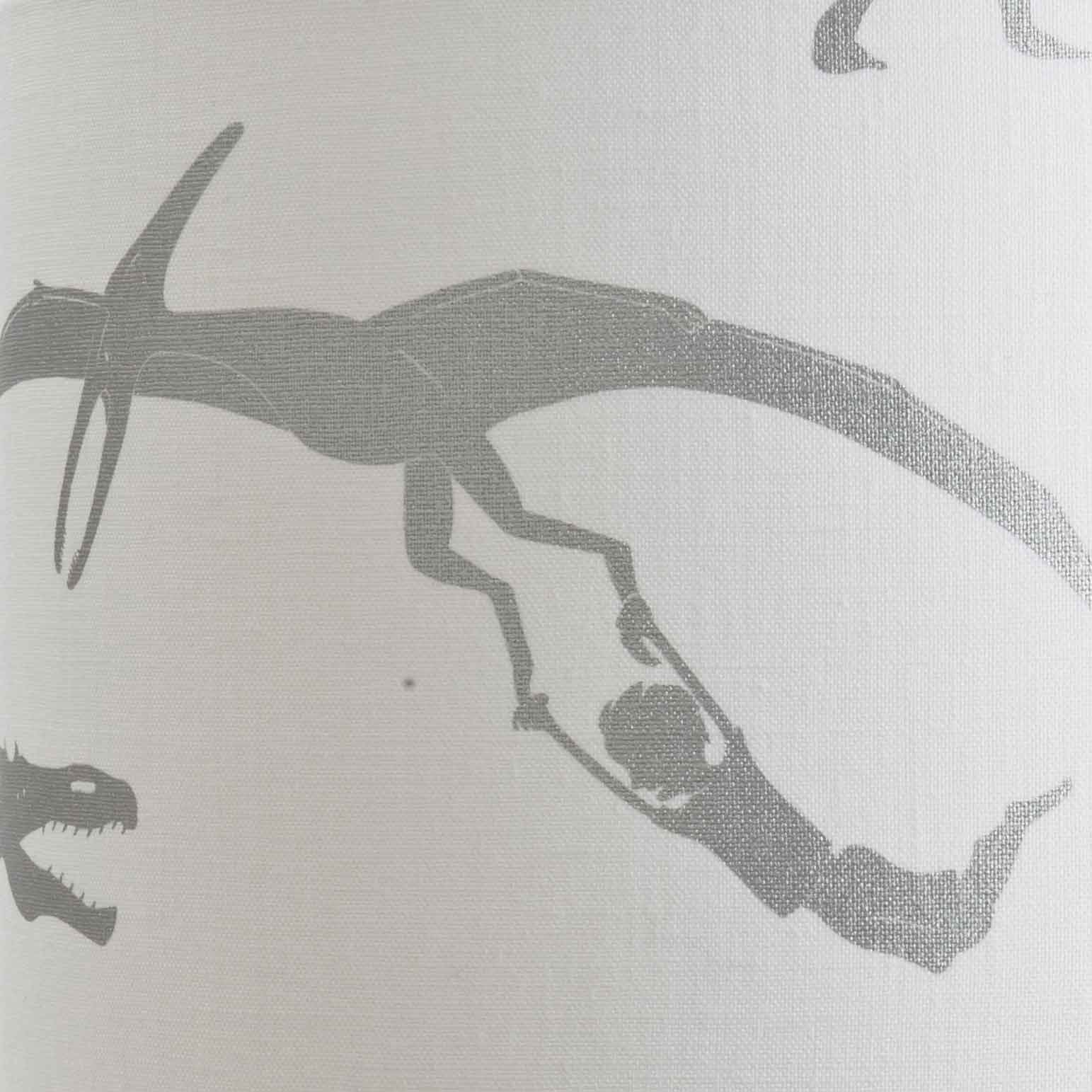 Paperboy Wallpaper Sample "D'ya-Think-e-Saurus" Children's Fabric - White/Silver