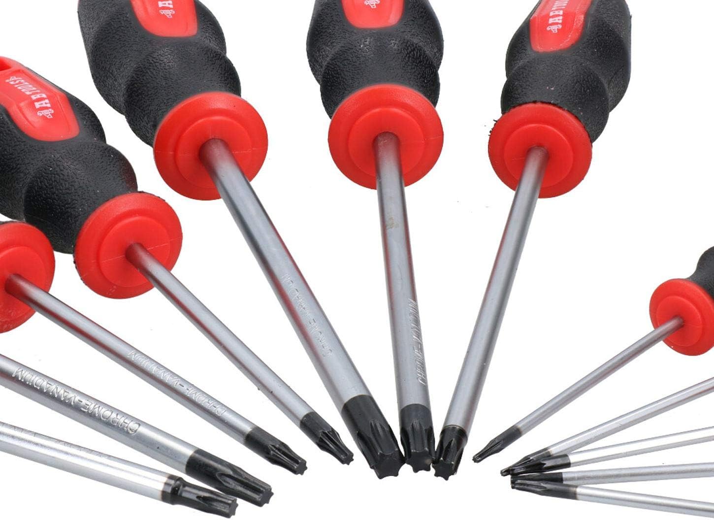 TORX/Star Screwdriver Set 12pc T6 - T45 with Cushioned Grip by AB Tools, Red, Black - Image 5