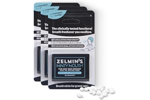 Zelmin's Minty Mouth Breath Freshener - (3 Pack) Long Lasting Bad Breath Treatment for Adults, Instant Freshness Helps with Dry Mouth, Natural Breath Mints for Travel, Alcohol-Free, Keto, Gluten-Free