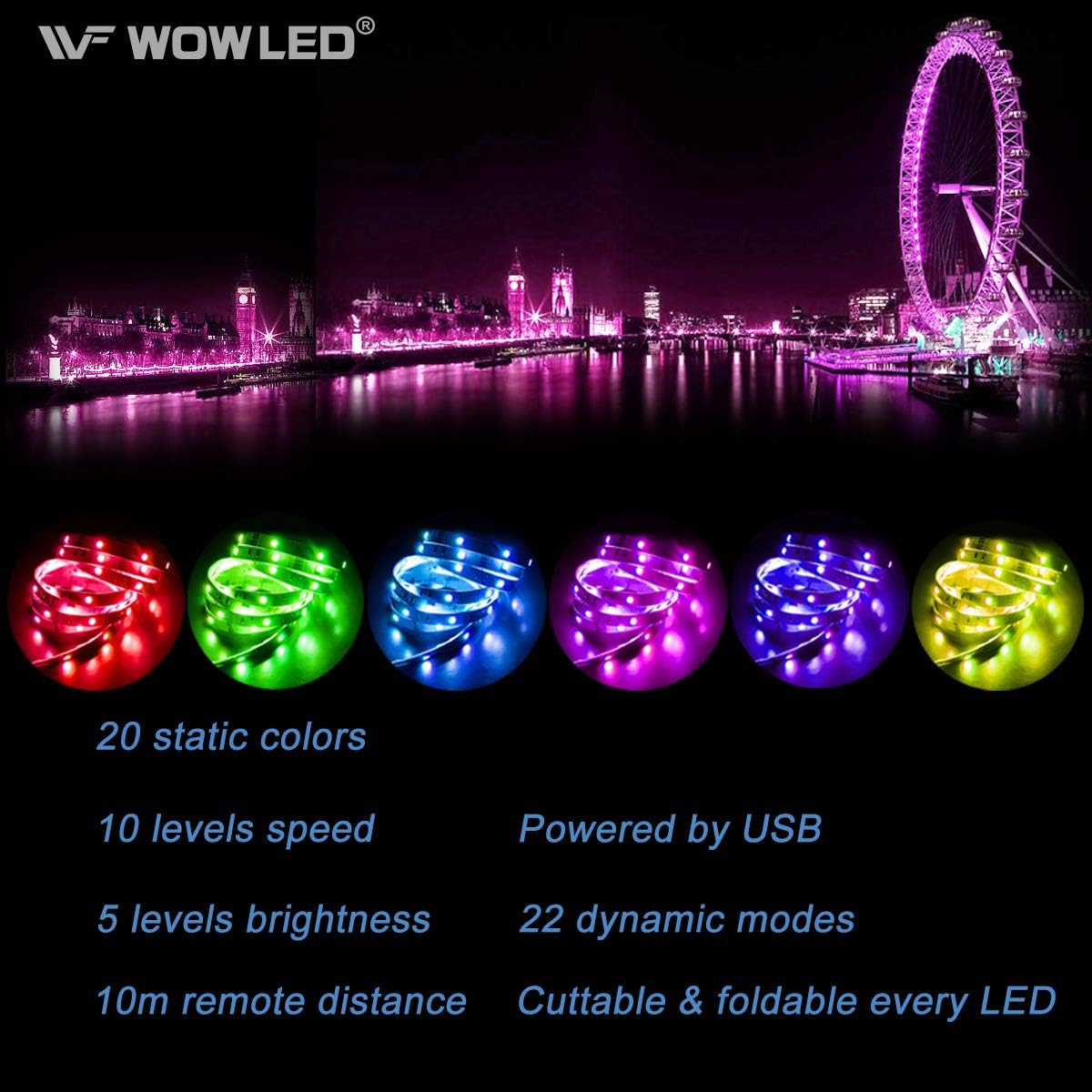 WOWLED LED 2M TV Backlight USB Bias Lighting Kits - Image 3